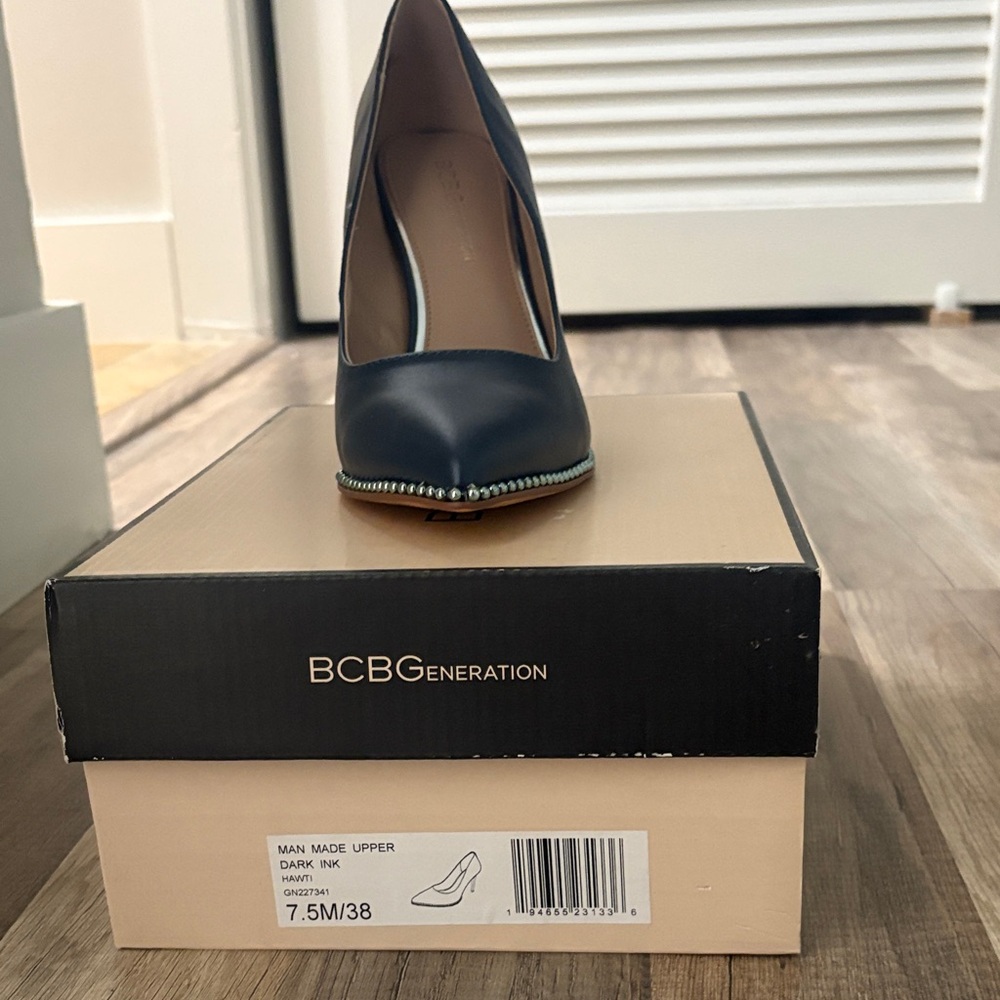 BCBGeneration Dark Ink Heels with Silver Accents
